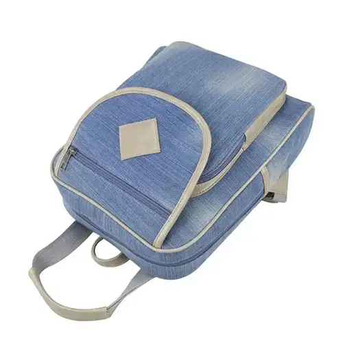 Stylish Denim Backpack with Front Flap and Compact Design